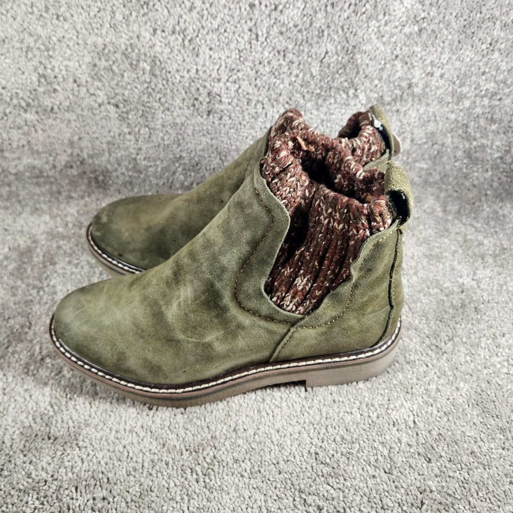 Comfortiva Ankle Boots Olive Green Suede Cabincore Women 6 M